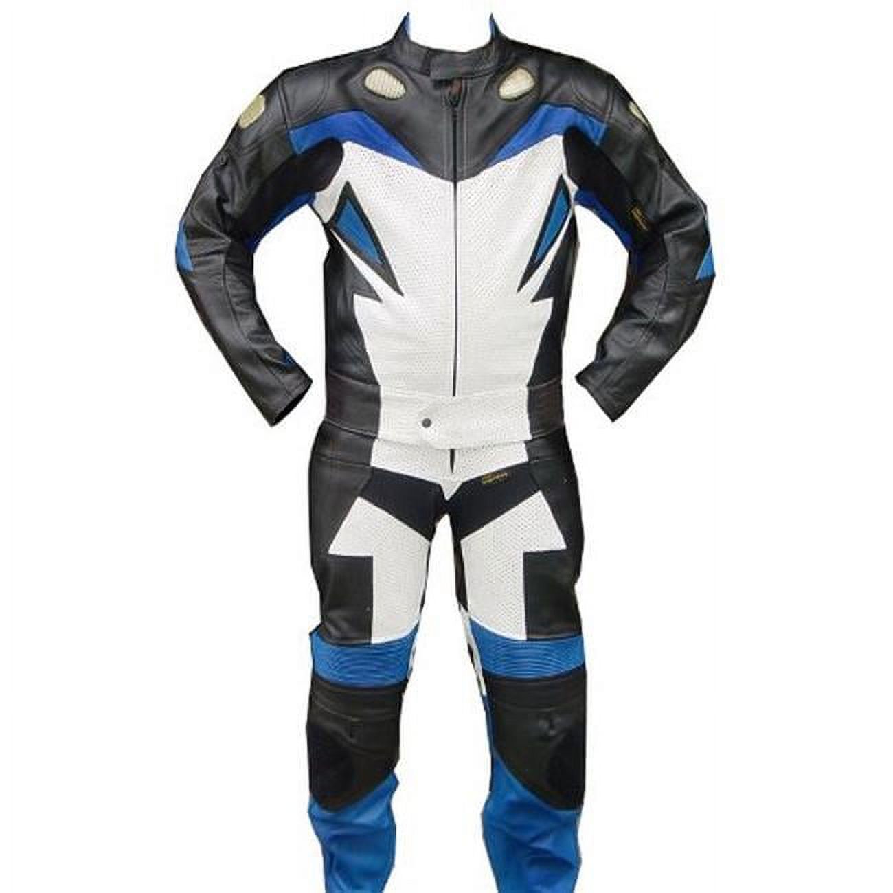Shelter 335BL-S Motorcycle Riding Racing Leather Track Suit with Padding\u0026#44; Multicolor - Small